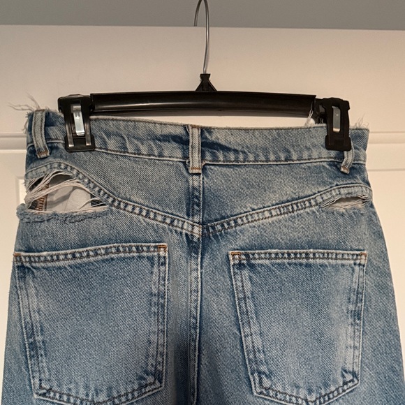 Zara Light Blue Distressed Straight Leg Jeans - Picture 7 of 7